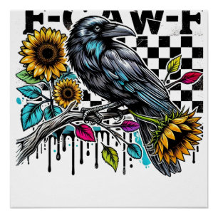 Crow Raven F-CAW-F Funny Halloween Poster