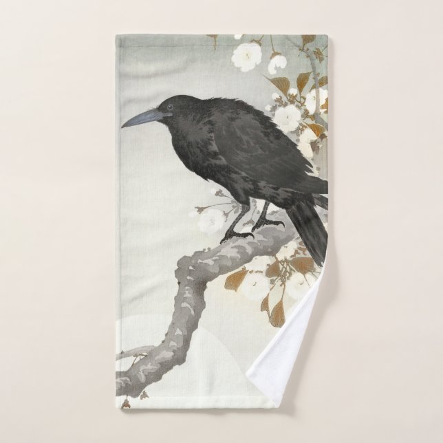 Crow Raven Koson Japanese Bird Badhandtuch Set (Handtuch)