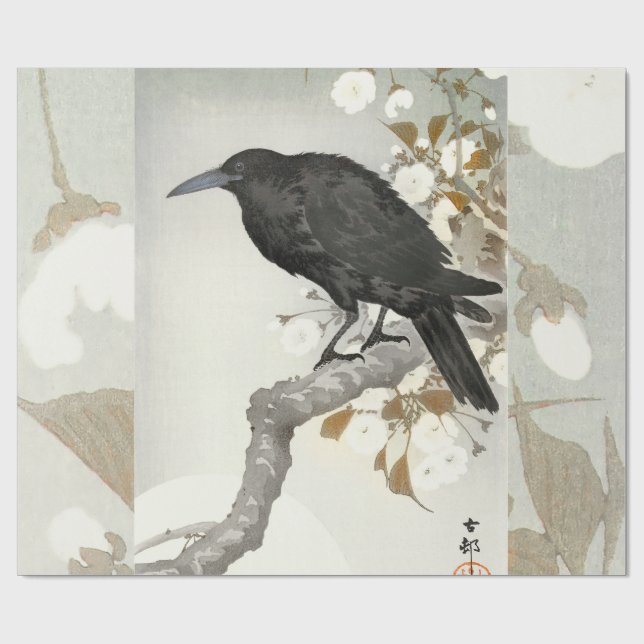 Crow Raven Koson Japanese Bird Geschenkpapier (Flach)