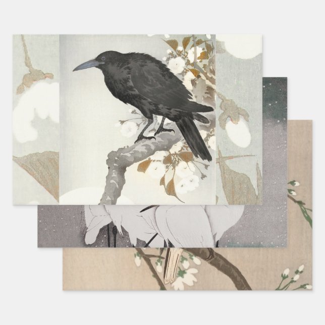 Crow Raven Koson Japanese Bird Geschenkpapier Set (Set)