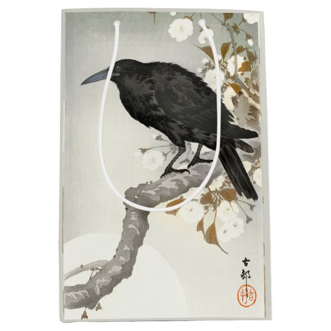 Crow Raven Koson Japanese Bird Mittlere Geschenktüte (Vorderseite)