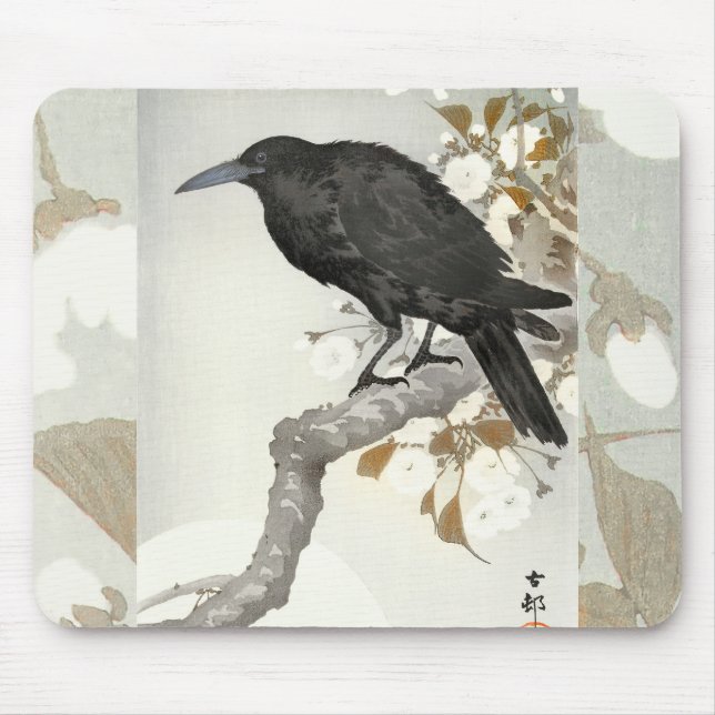 Crow Raven Koson Japanese Bird Mousepad (Vorne)