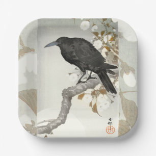 Crow Raven Koson Japanese Bird Pappteller