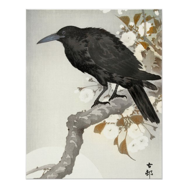 Crow Raven Koson Japanese Bird Poster (Vorderseite)