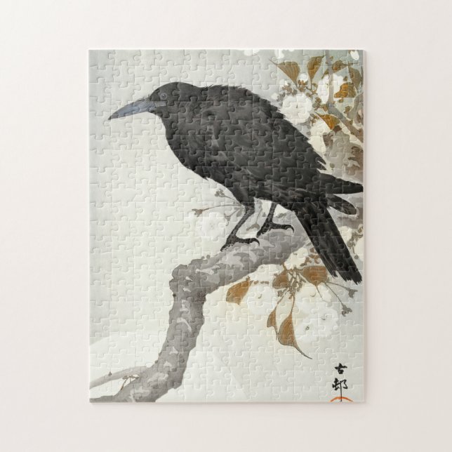 Crow Raven Koson Japanese Bird Puzzle (Vertikal)