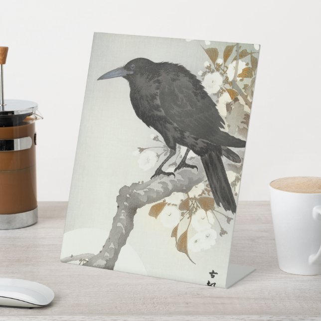 Crow Raven Koson Japanese Bird Sockelschild (In SItu)