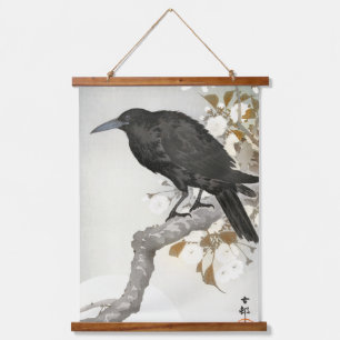 Crow Raven Koson Japanese Bird Wandteppich Mit Holzrahmen
