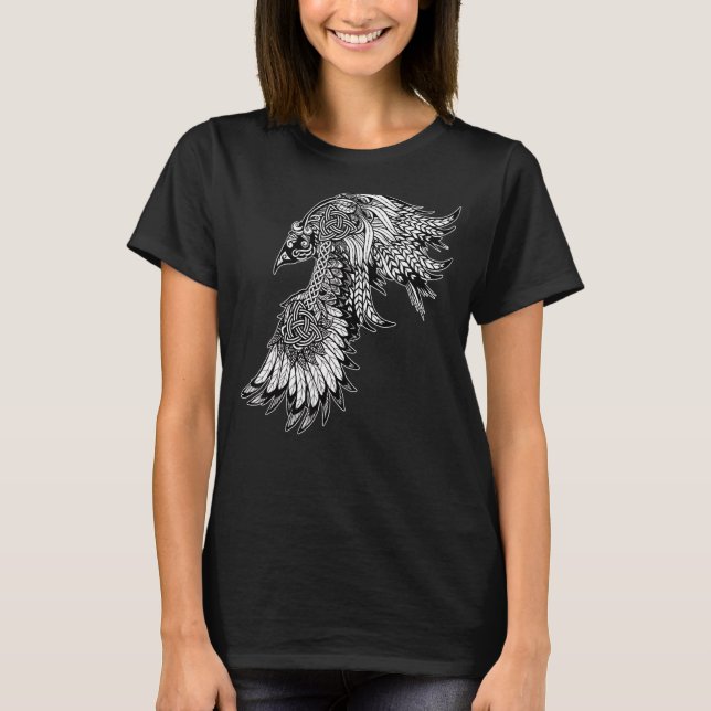 Crow Raven Nord Mythology Viking Nordic Symbol Cu T-Shirt (Vorderseite)