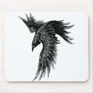 Crow Raven Norge Viking Symbol Mousepad