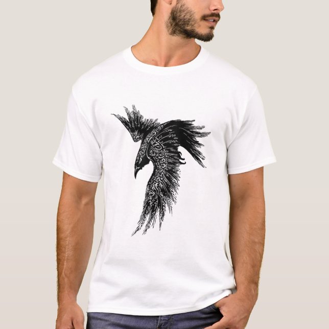 Crow Raven Norge Viking Symbol T-Shirt (Vorderseite)