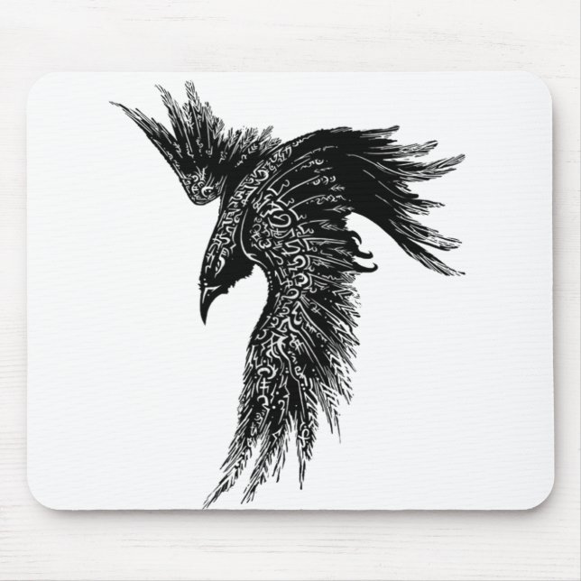 Crow Raven Norse Viking Symbol Mousepad (Vorne)