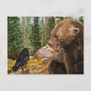 Crow Raven prangert Grizzly Bären als Postkarte