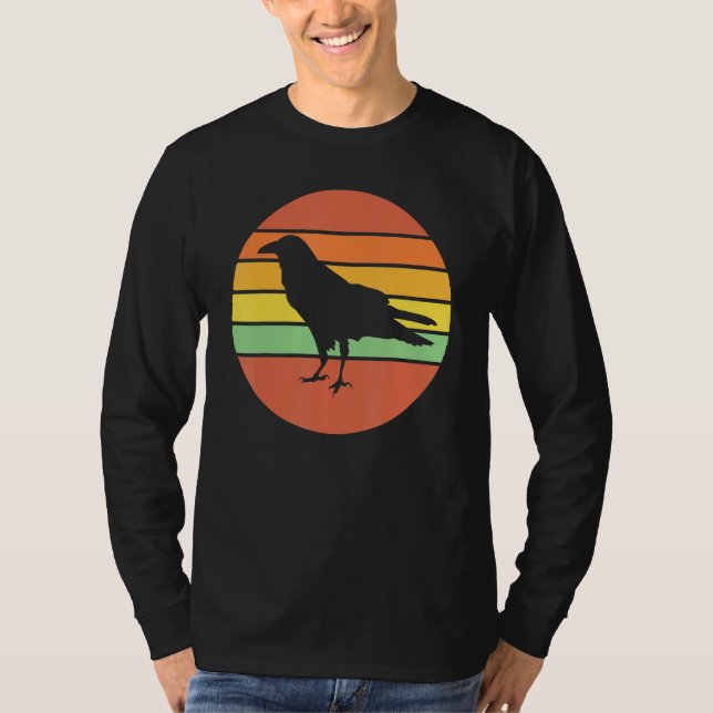 Crow Raven Retro Sunset T-Shirt (Vorderseite)