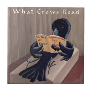 Crow Reading the Raven Funny Fliese