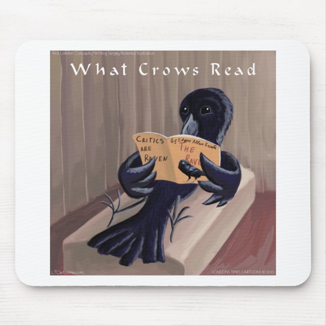 Crow Reading the Raven Funny Mousepad (Vorne)