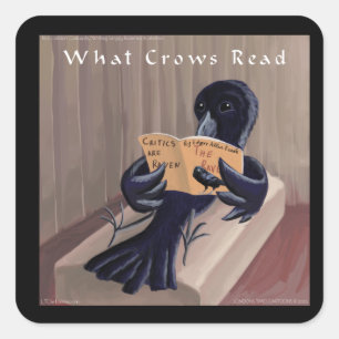 Crow Reading the Raven Funny Quadratischer Aufkleber