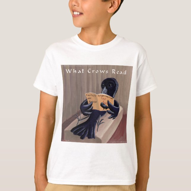 Crow Reading the Raven Funny T-Shirt (Vorderseite)