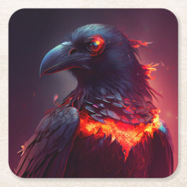 Crow Rechteckiger Pappuntersetzer