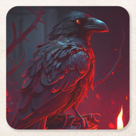 Crow Rechteckiger Pappuntersetzer