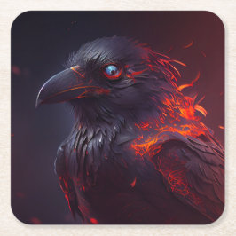 Crow Rechteckiger Pappuntersetzer