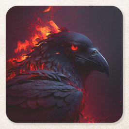 Crow Rechteckiger Pappuntersetzer