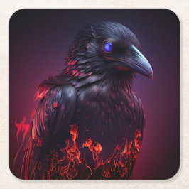 Crow Rechteckiger Pappuntersetzer