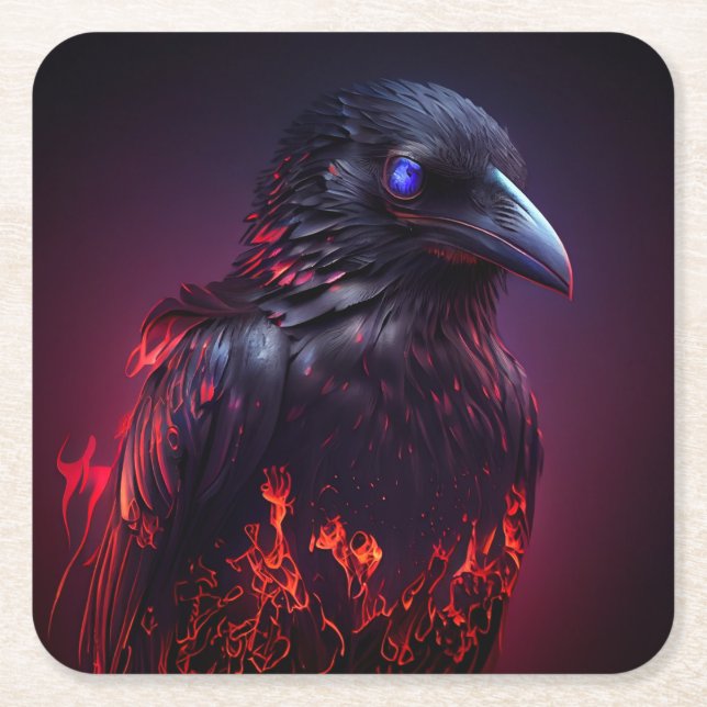 Crow Rechteckiger Pappuntersetzer (Vorderseite)