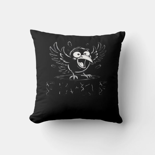Crow, Retro F-Caw-F Bird Crow Funny Crow Bird Cawi Kissen (Vorderseite)