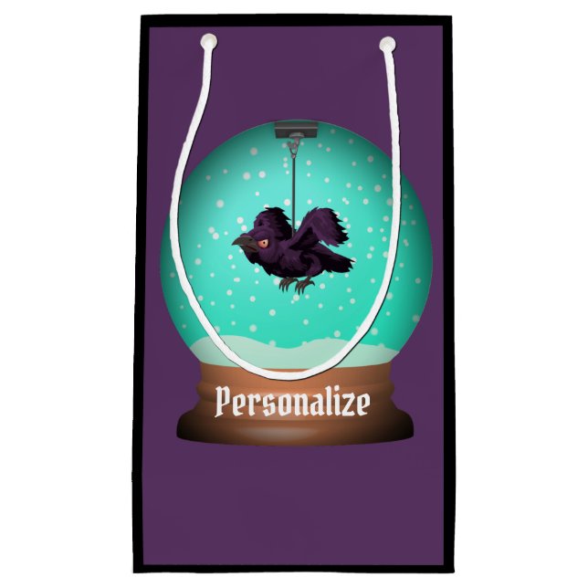 Crow-Schneeglobe-Rabe wird einzigartig lila gotisc Kleine Geschenktüte (Vorderseite)