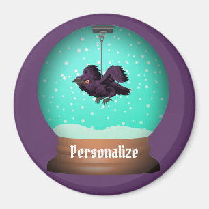 Crow-Schneeglobe-Rabe wird einzigartig lila gotisc Magnet