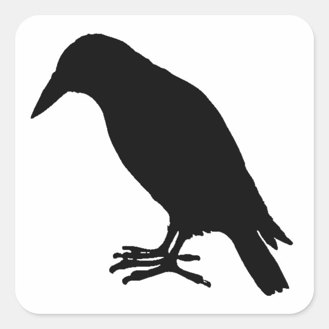 Crow-Silhouette Quadratischer Aufkleber (Vorderseite)