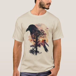 Crow-Silhouette - Raven Silhouette bei Sonnenunter T-Shirt