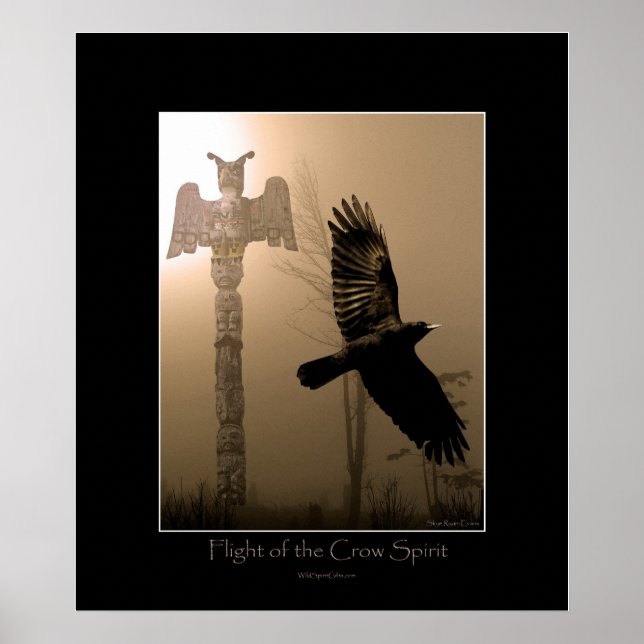 CROW SPIRIT & Totem Pole Art Poster (kleinere Größ (Vorne)