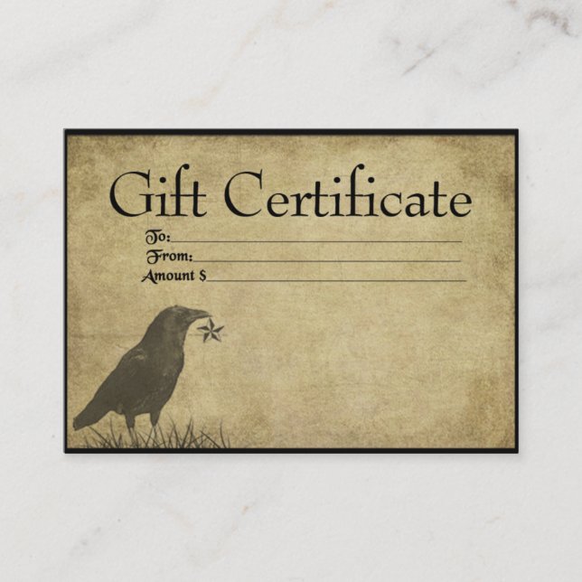 Crow & Star - Prim Geschenkgutscheine Rabattkarte (Vorderseite)