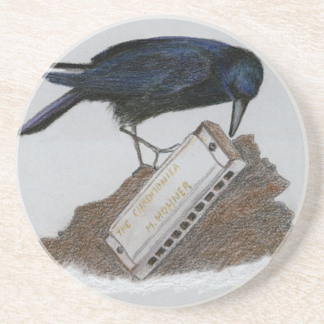 Crow und Harmonica Getränkeuntersetzer (Vorne)