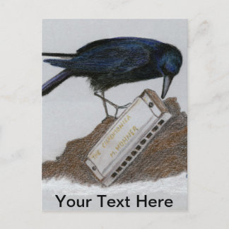 Crow und Harmonica Postkarte