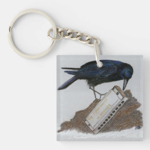 Crow und Harmonica Schlüsselanhänger
