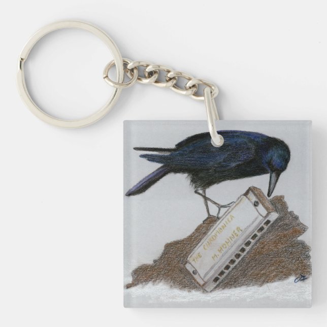 Crow und Harmonica Schlüsselanhänger (Vorderseite)