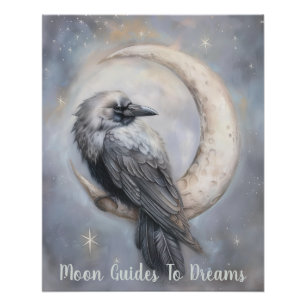 Crow-Vogel-Baby auf dem Mond Poster