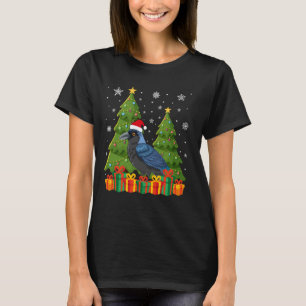 Crow Xmas Tree Lights Weihnachtsmannmütze Ugge Wei T-Shirt
