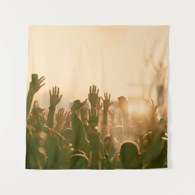 Crowd at concert - Retro-Stil Fotokonzert, Wandteppich (Vorderseite)