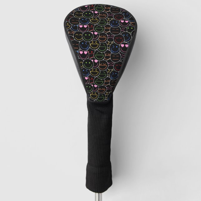 Crowded Neon Emoticons Golf Head Cover Headcover (Vorderseite)