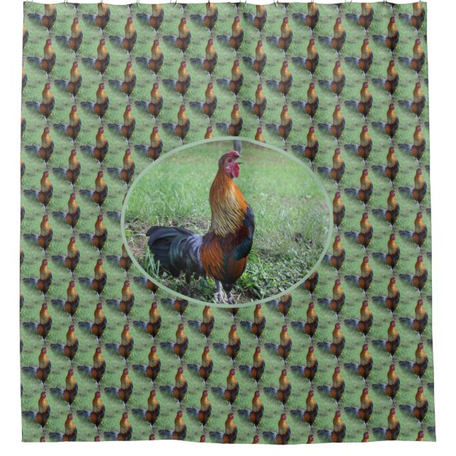 Crowing Rooster Nature Art Duschvorhang (Vorderseite)