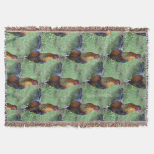 Crowing Rooster Nature Art Pattern Decke