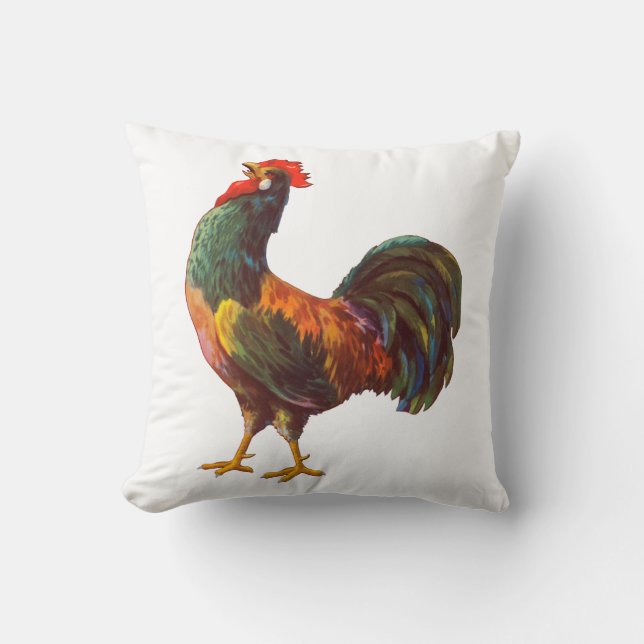 Crowing Rooster Vintag Crate Art Kissen (Vorderseite)