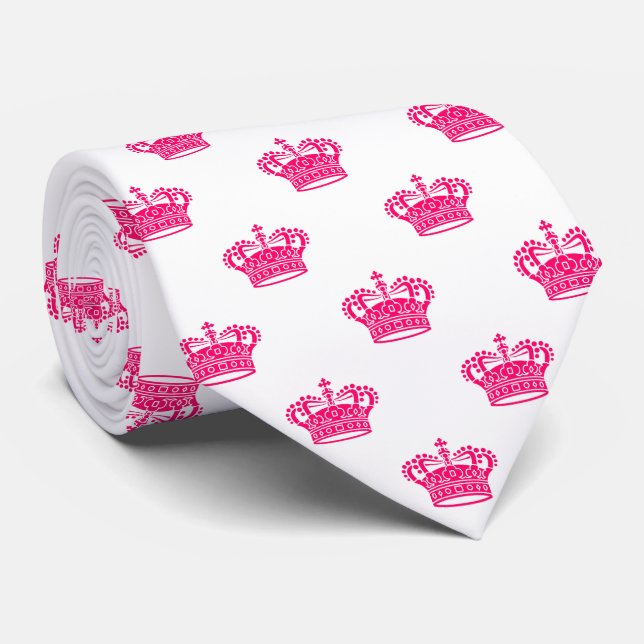 Crown 01 - Neon Red on White Krawatte (Gerollt)