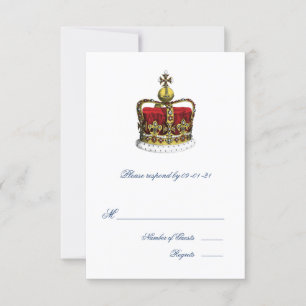Crown and Union Jack Flag Wedding RSVP Karte