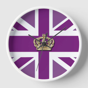 Crown and Union Jack Patriotic Clock Uhr