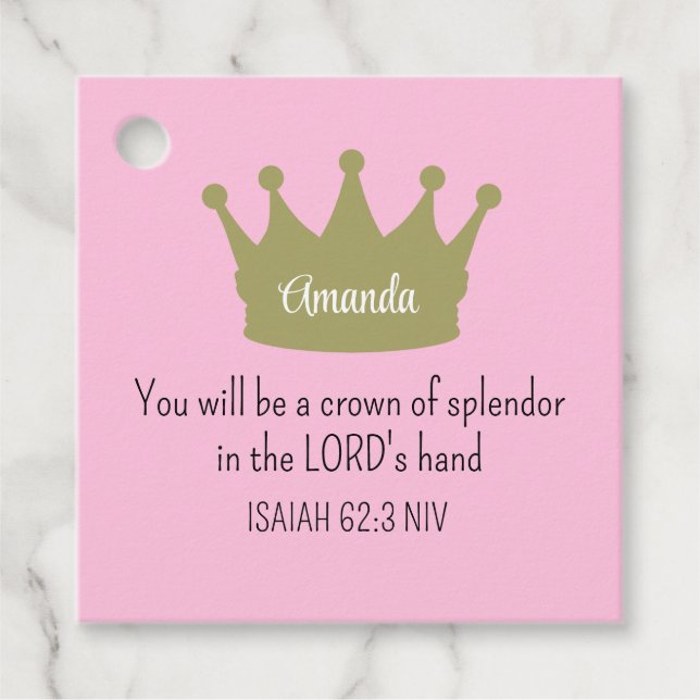 Crown Bible Verse Christlich Faith Light Pink Geschenkanhänger (Vorderseite)