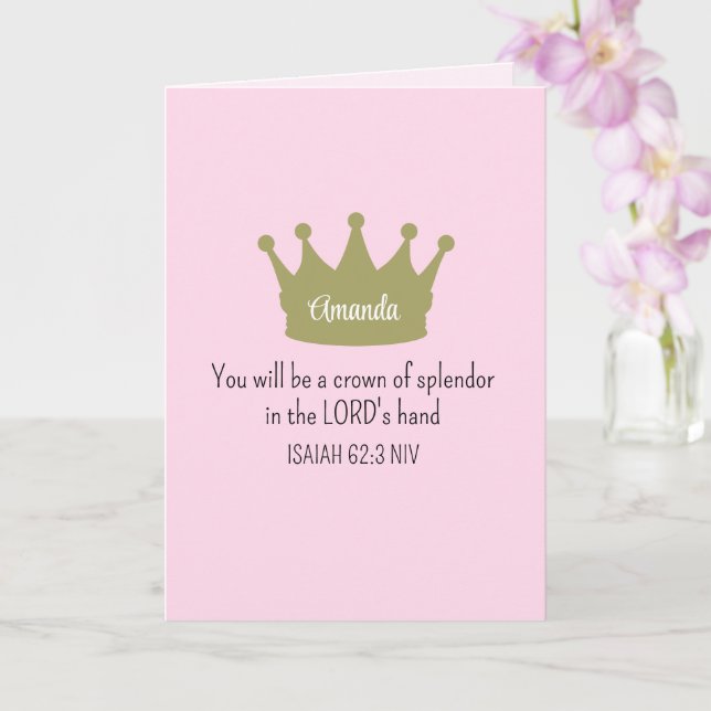 Crown Bible Verse Christlich Faith Light Pink Karte (Orchidee)